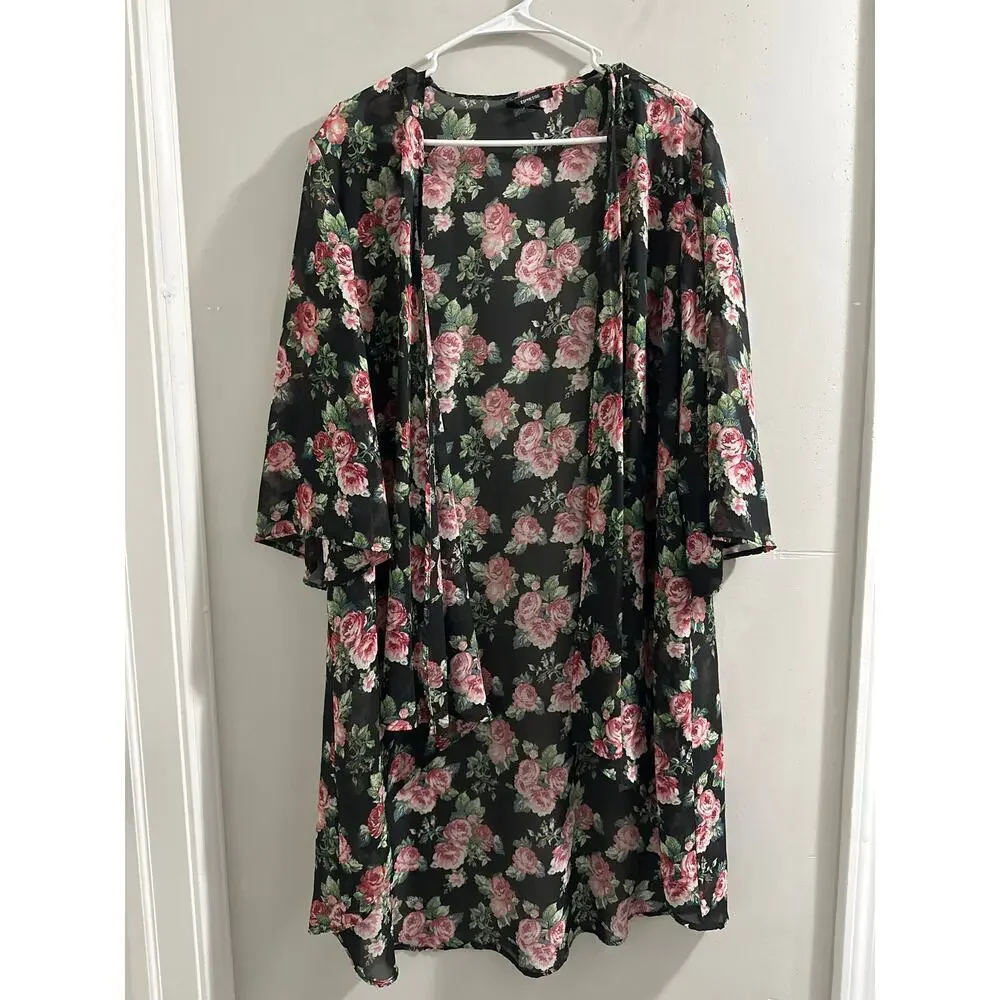 🔴Expresso Plus Size Mesh‎ Floral Print Kimono size 1X